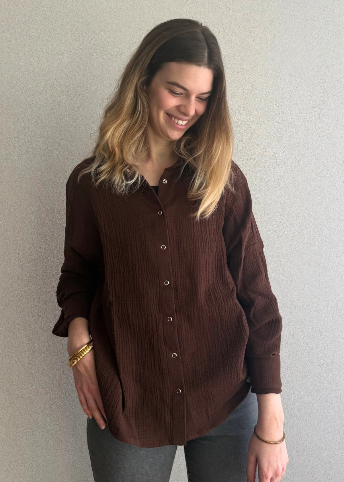 Musselin-Bluse MAJA dunkelbraun