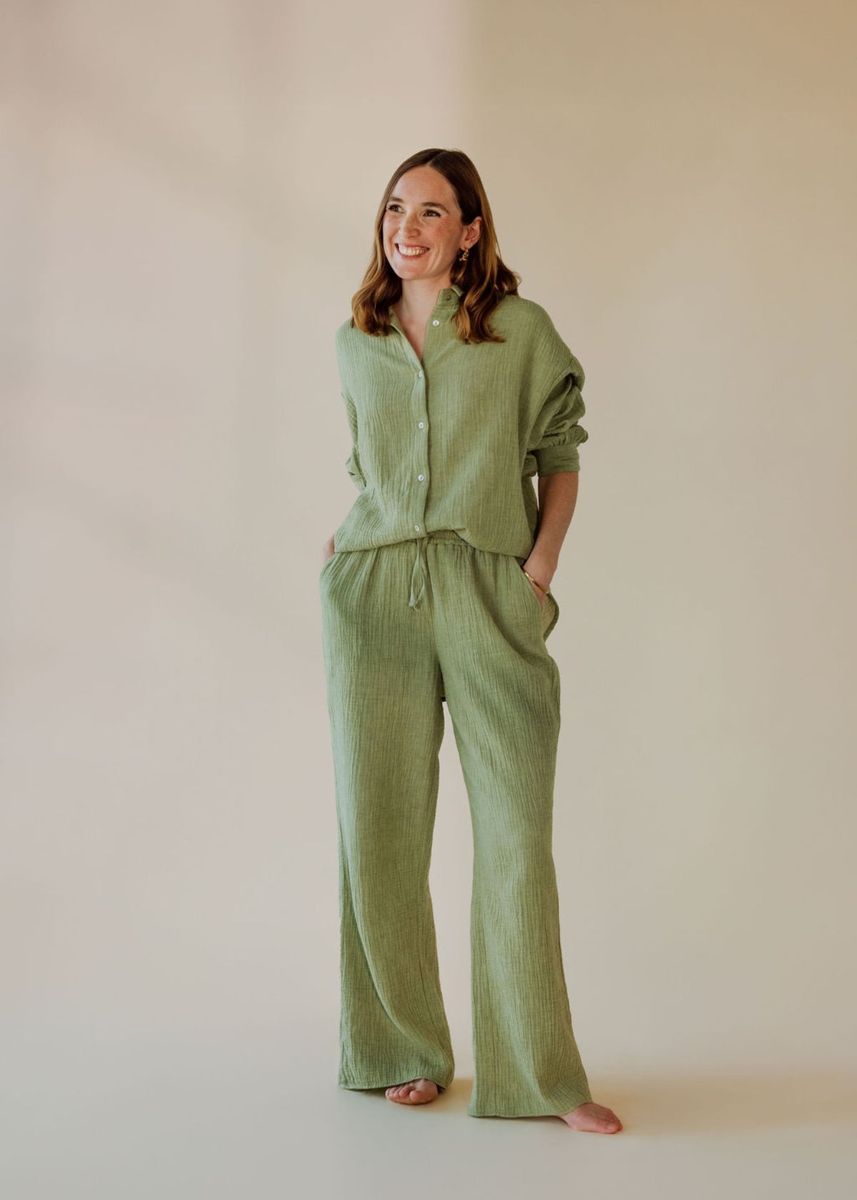 Musselin-Bluse MOANA sage green melange