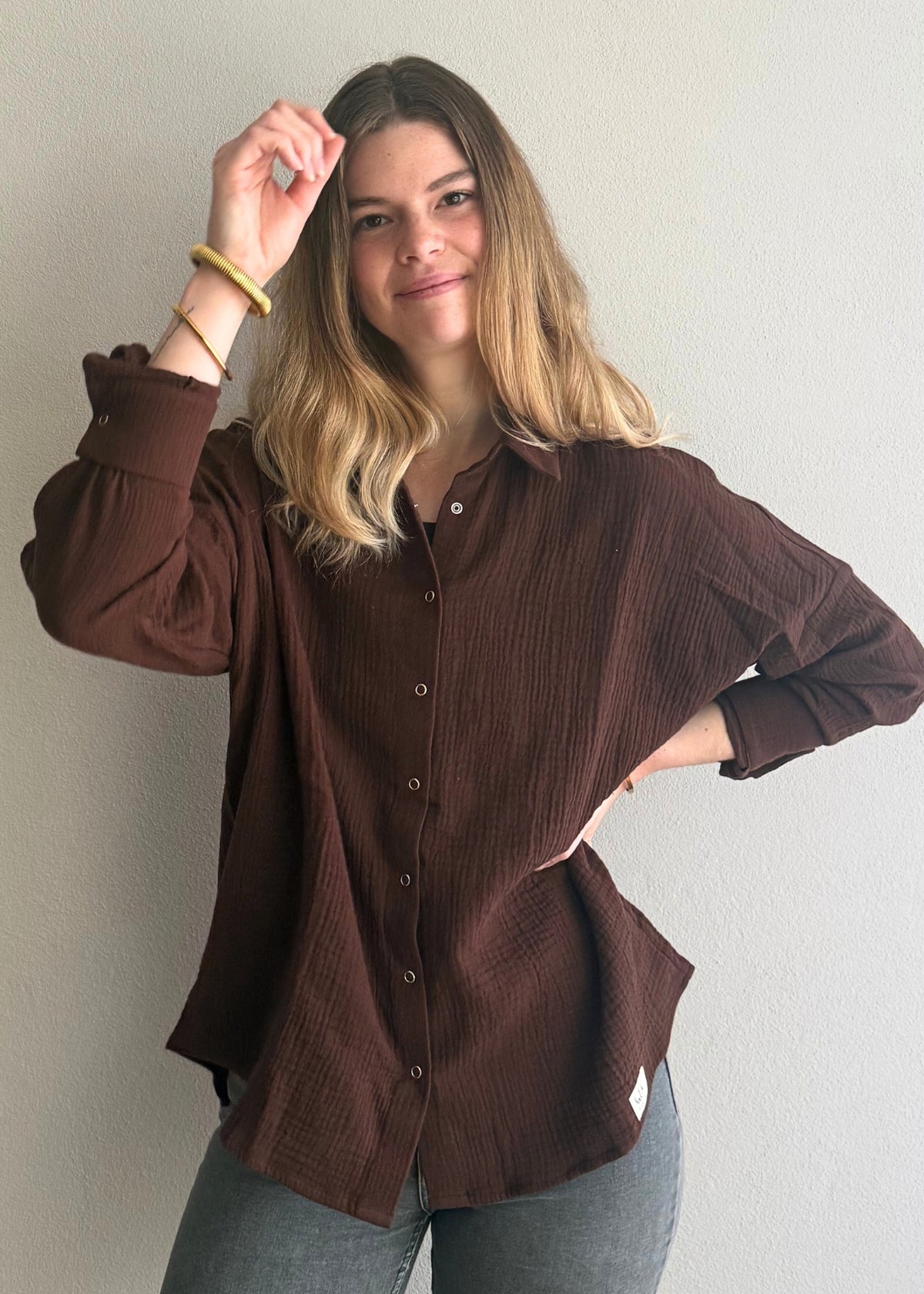 Musselin-Bluse MAJA dunkelbraun