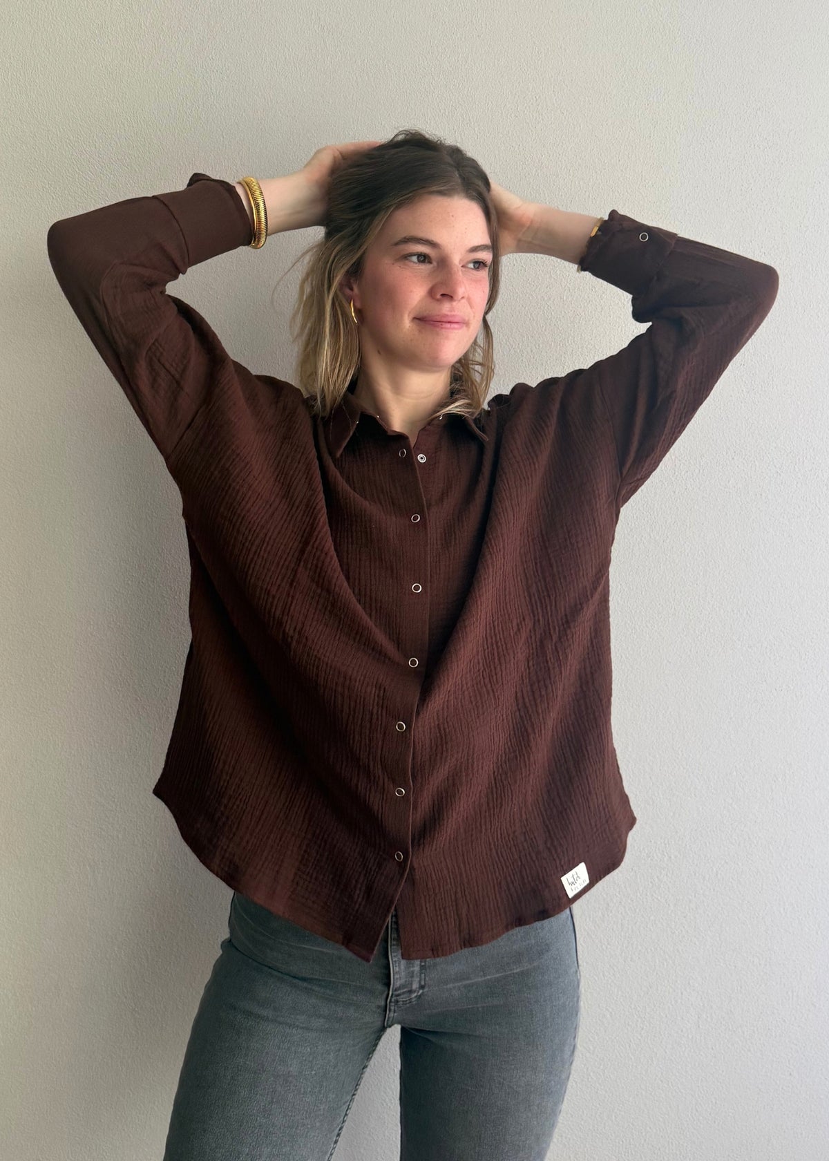 Musselin-Bluse MAJA dunkelbraun