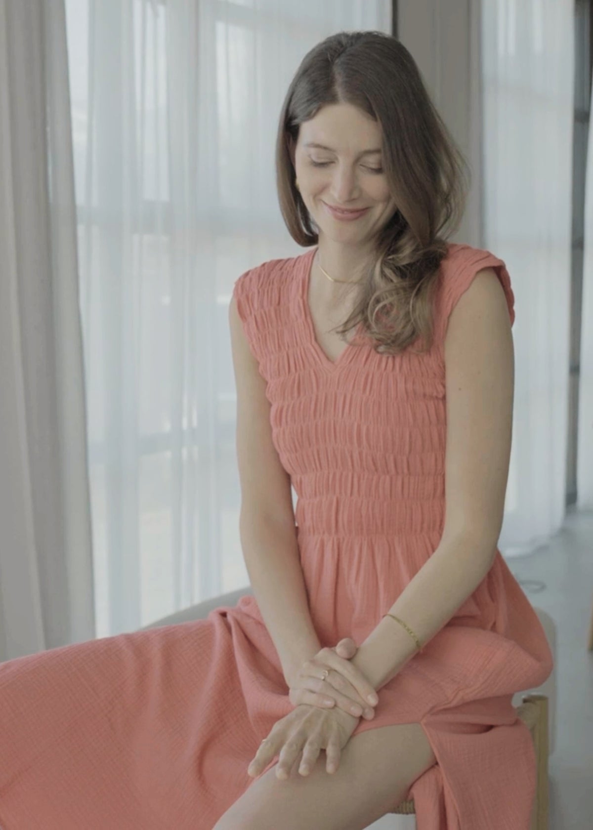 Musselin-Kleid ALBAZER cantaloupe