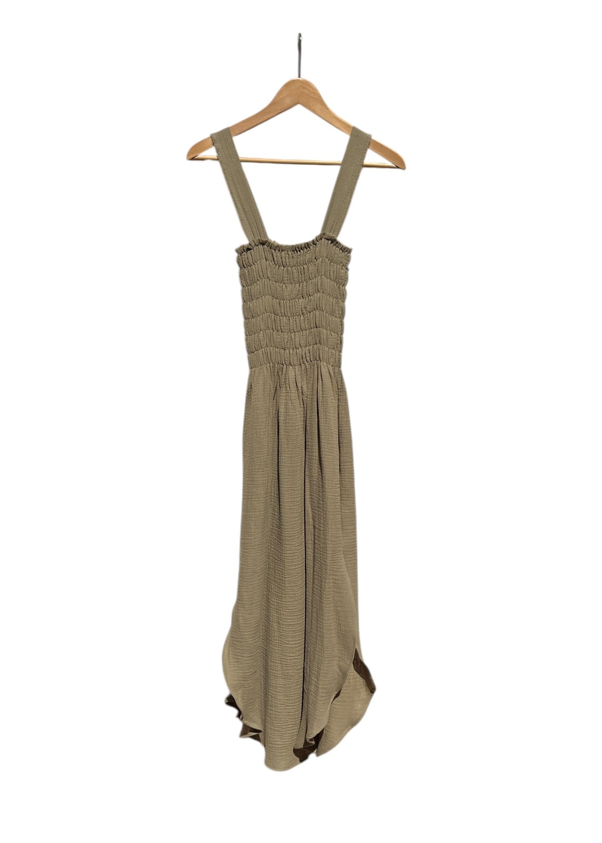 Robe à bretelles en mousseline ALENC kaki