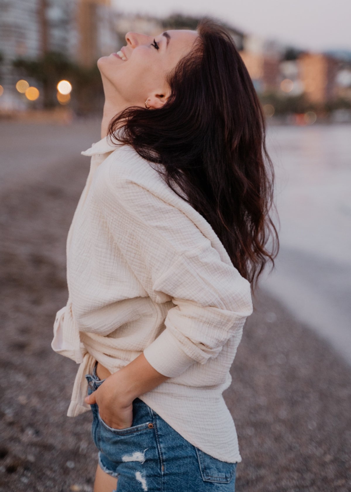 Musselin-Bluse MAJA beige