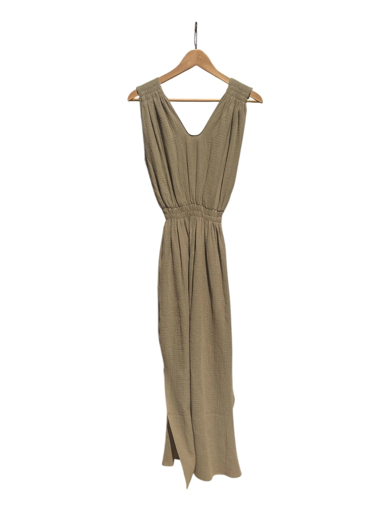 Robe en mousseline V kaki