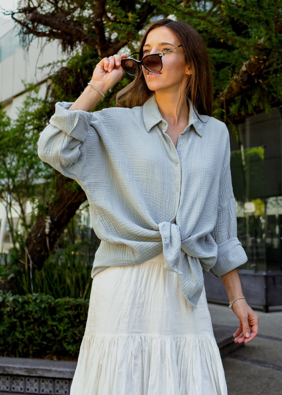 Musselin-Bluse MAJA aquamarine