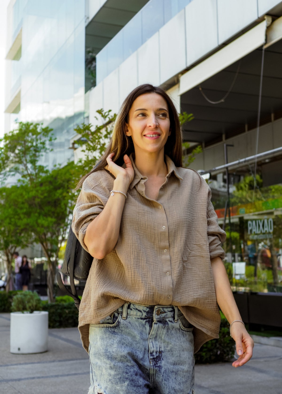 Musselin-Bluse MAJA taupe