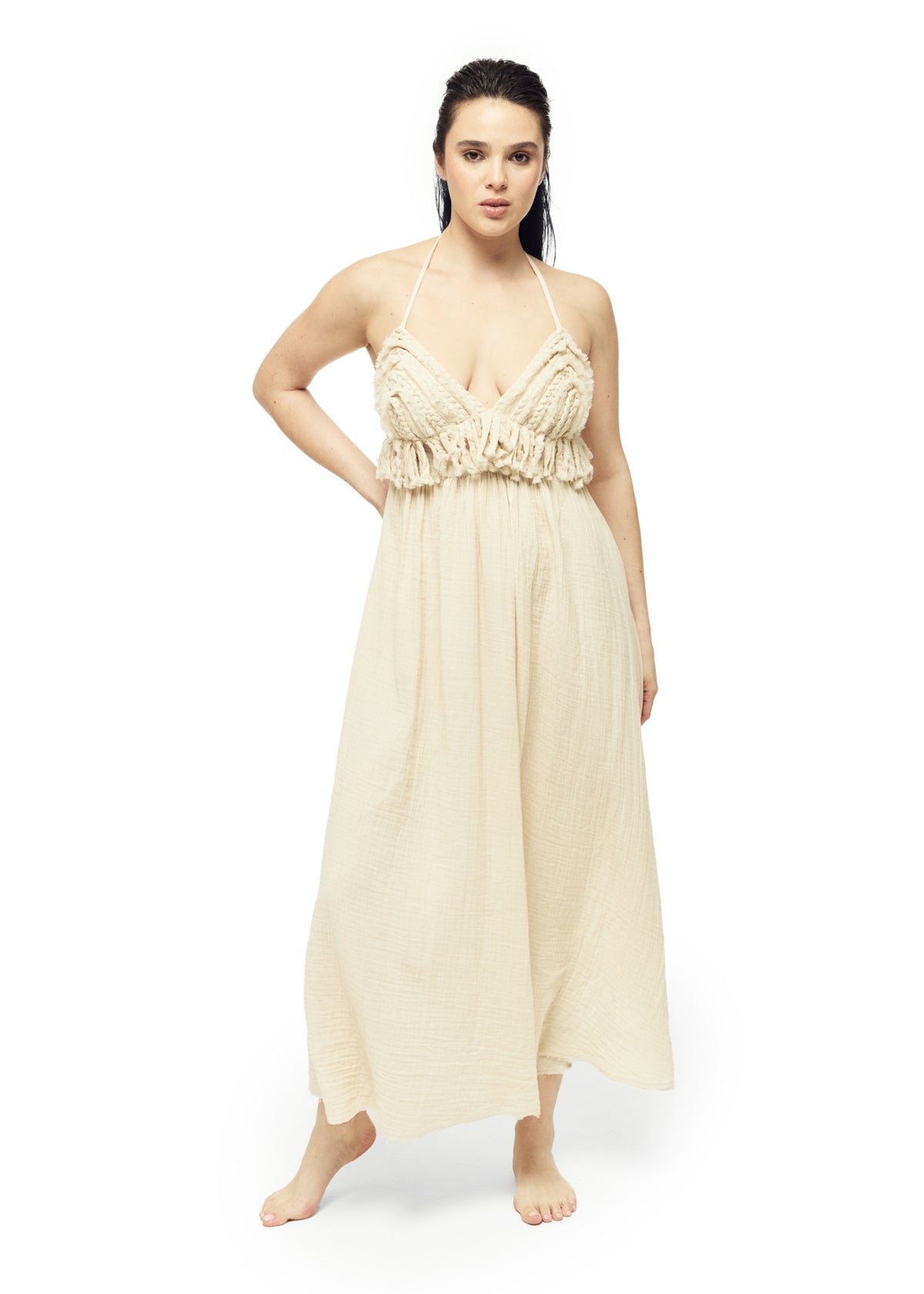 Musselin-Kleid KENA beige