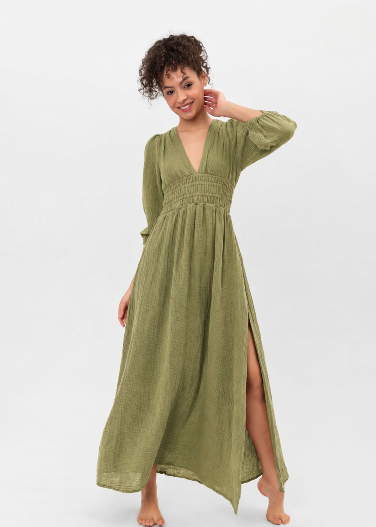 Robe en mousseline YARA vert