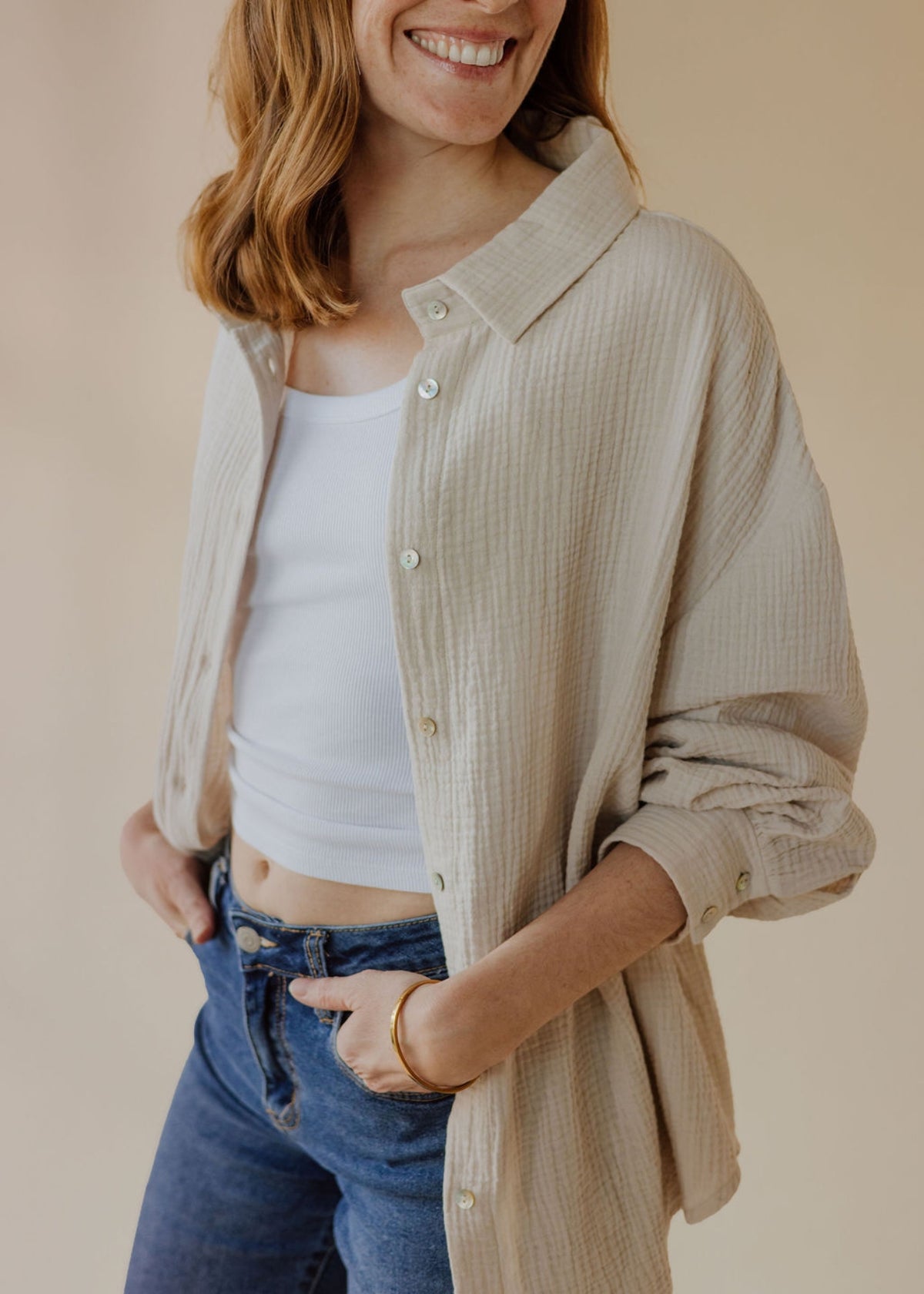 Musselin-Bluse MOANA sand