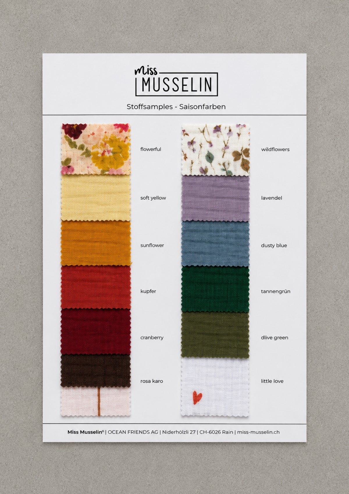 Muslin fabric pattern set