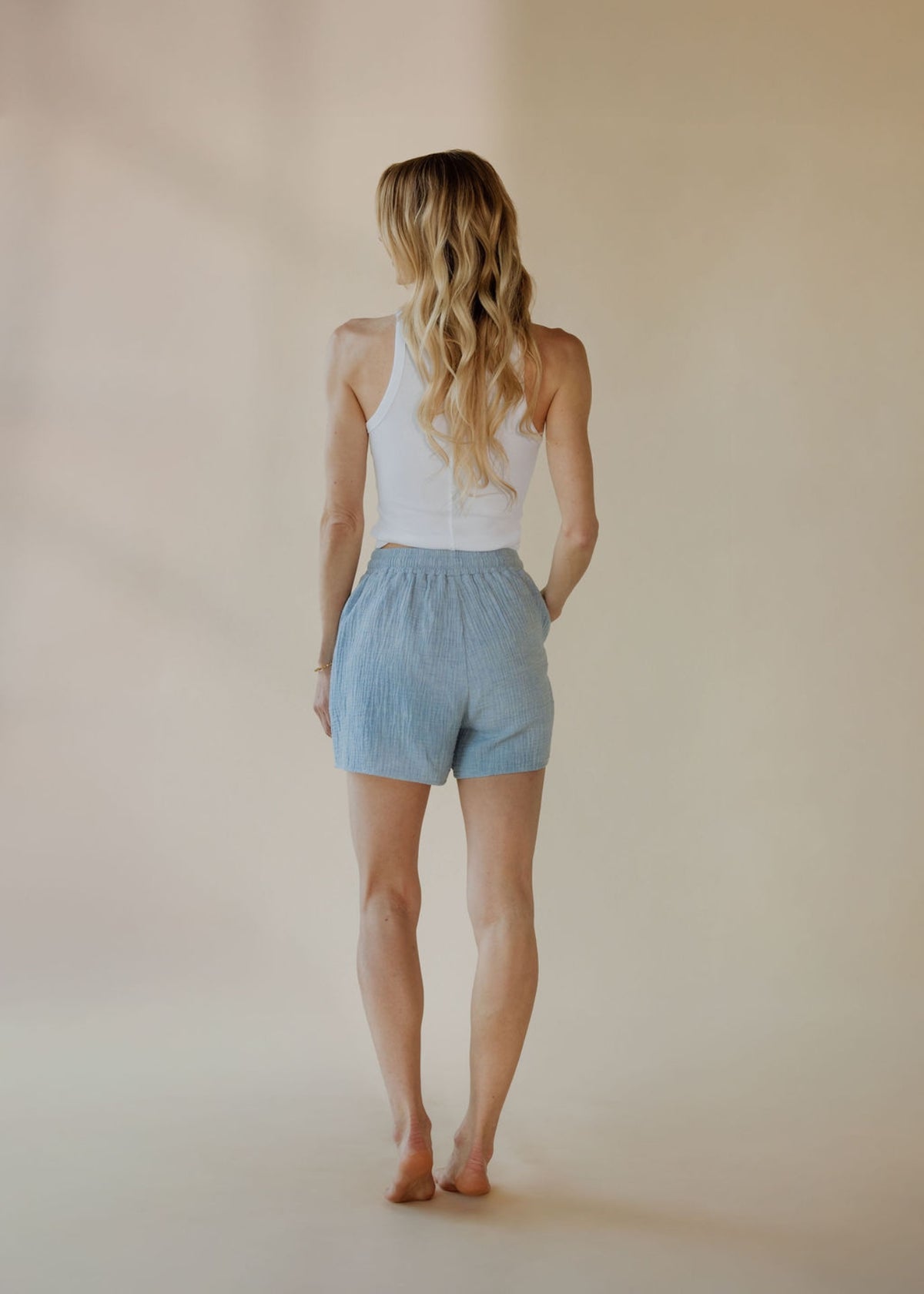 Pantaloncini in mussola STELLA sky melange