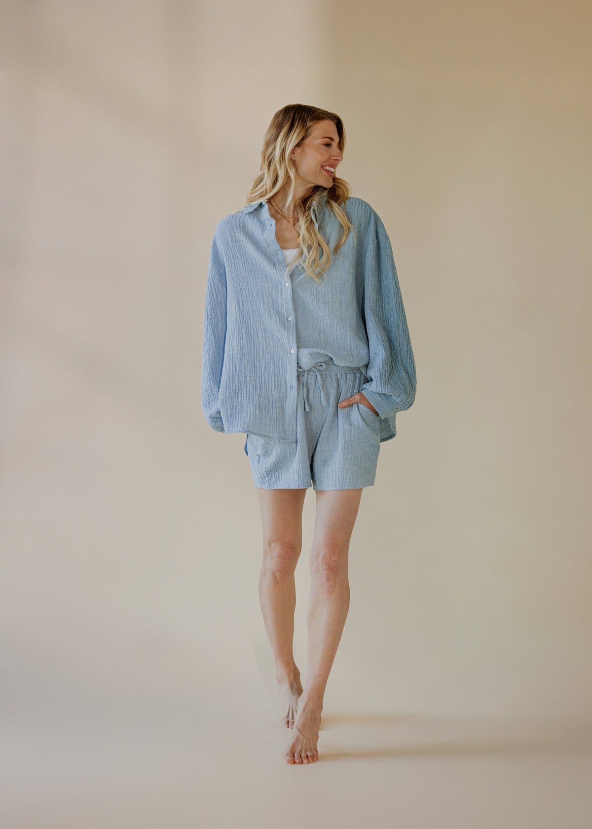 Short en mousseline STELLA sky melange