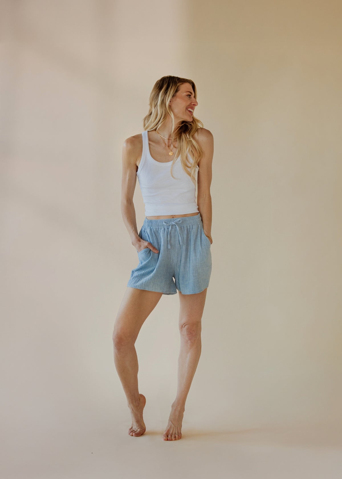 Short en mousseline STELLA sky melange
