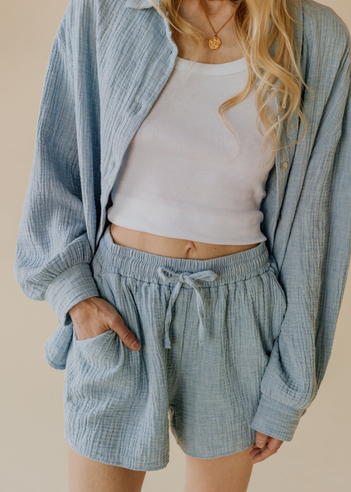 Short en mousseline STELLA sky melange