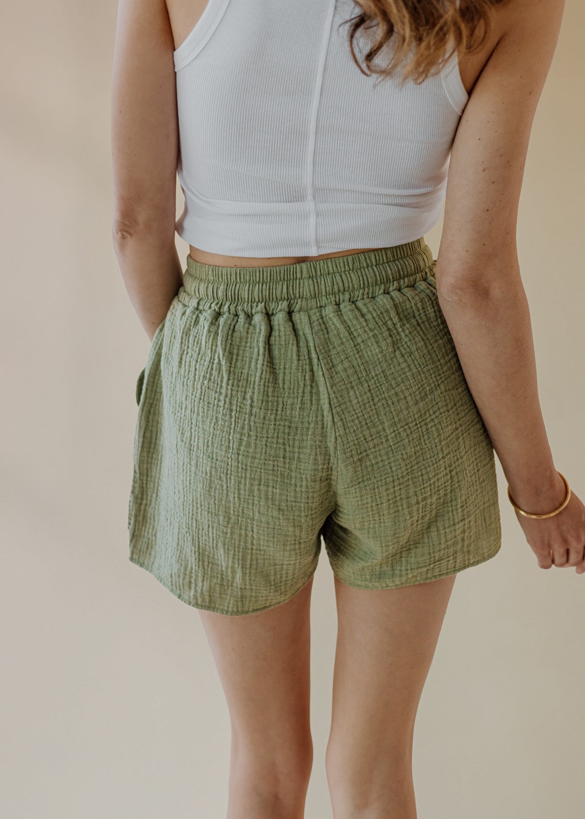 Muslin shorts STELLA sage melange
