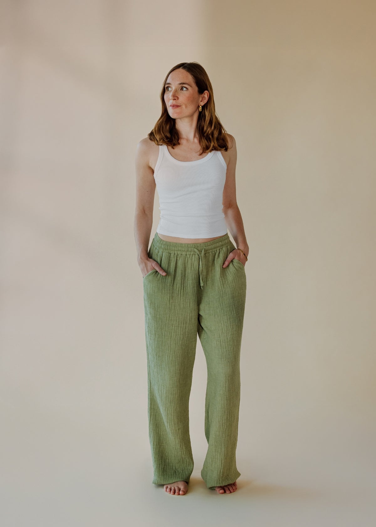 ONA sage melange muslin trousers