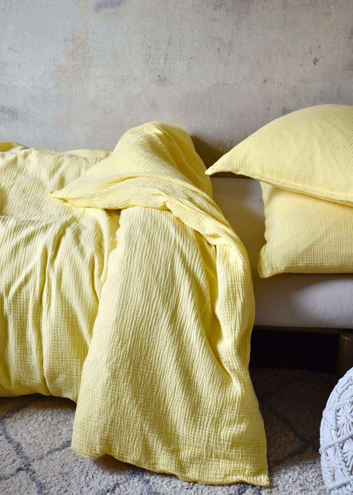 Musselin-Kissenbezug ELIANE soft yellow