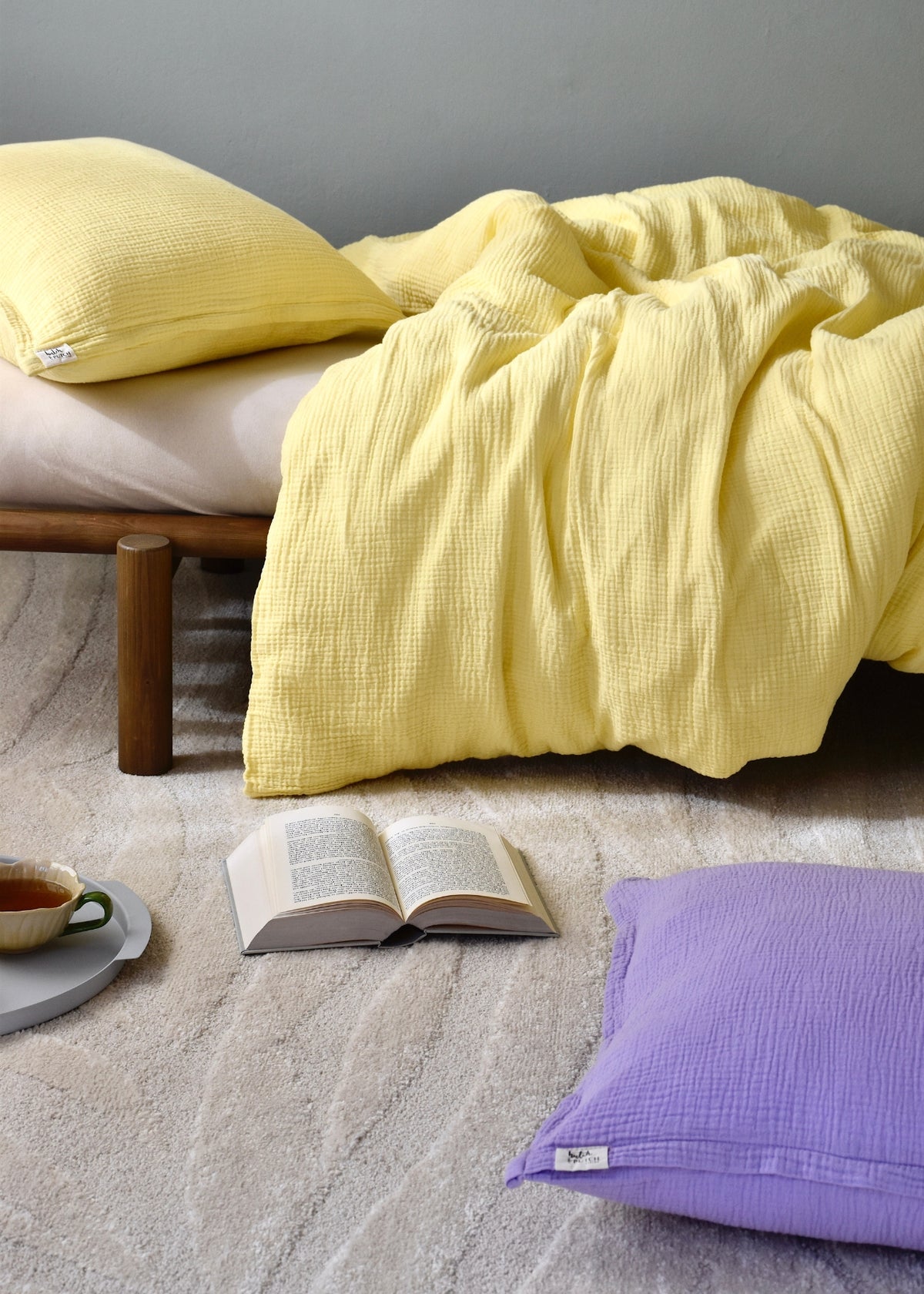Musselin-Duvetbezug ELIANE soft yellow