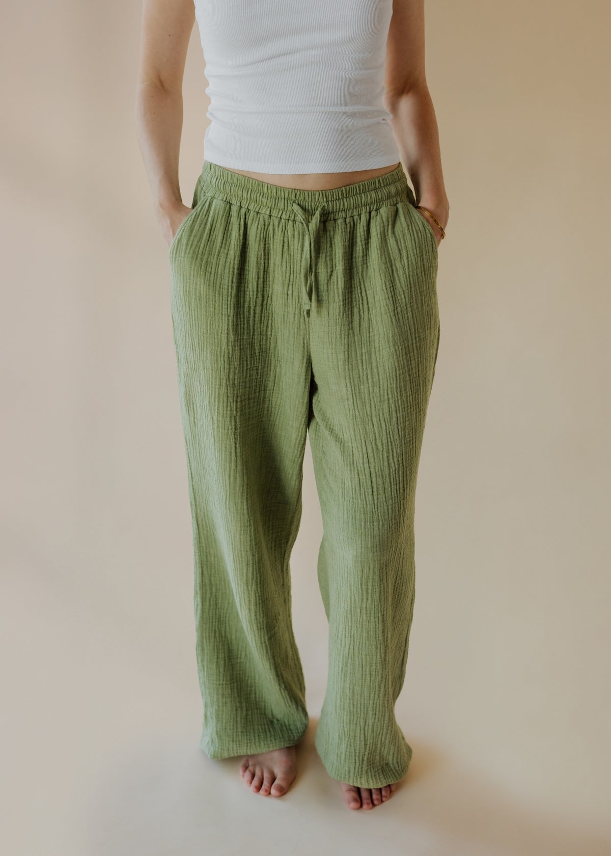 ONA sage melange muslin trousers
