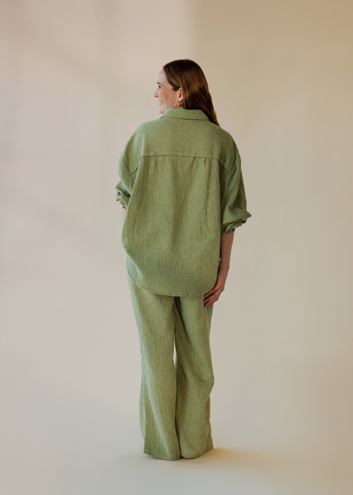 ONA sage melange muslin trousers