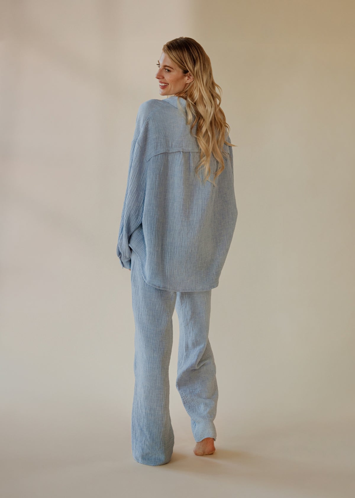 Pantalon en mousseline sky melange