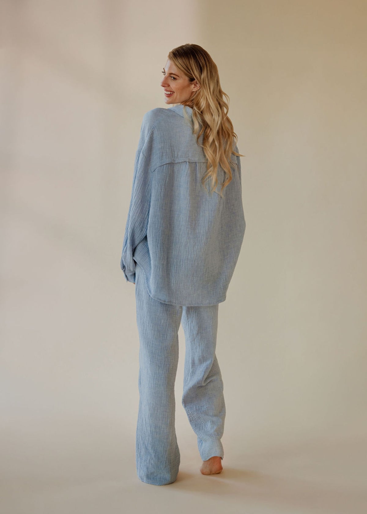 Musselin-Hose ONA sky melange