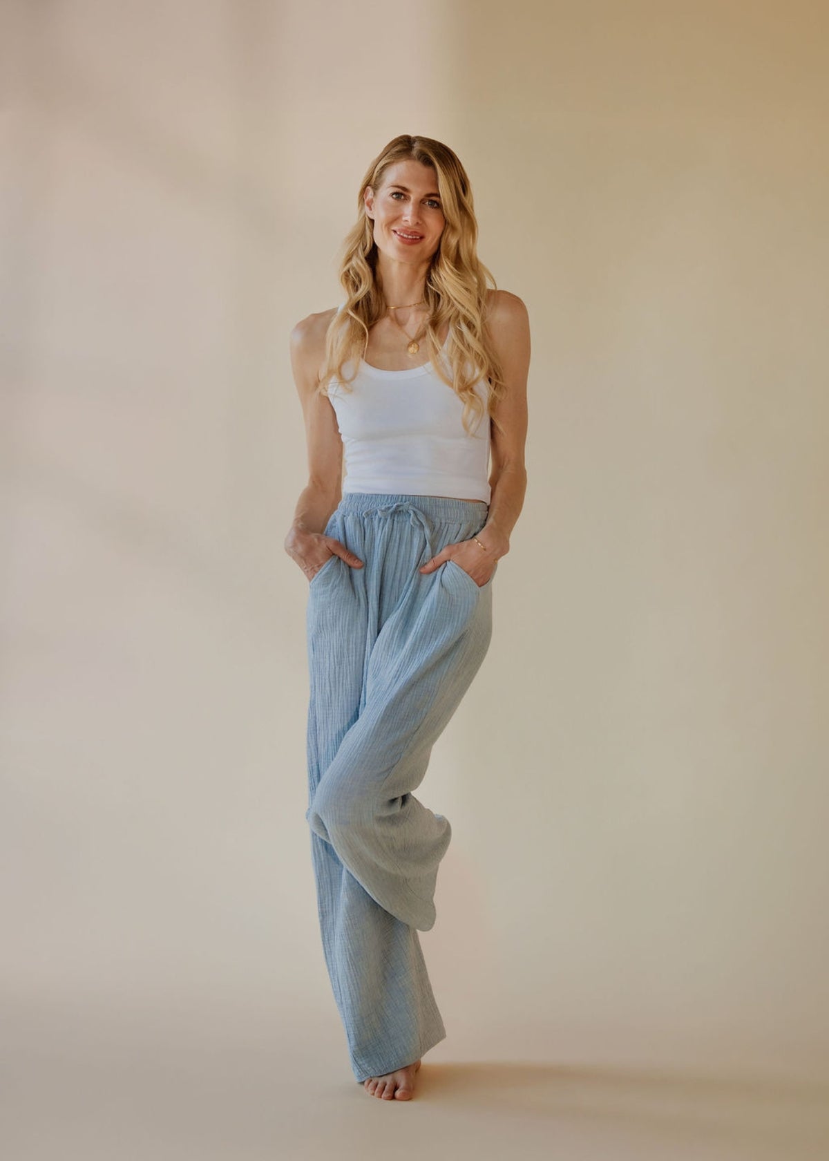 Musselin-Hose ONA sky melange