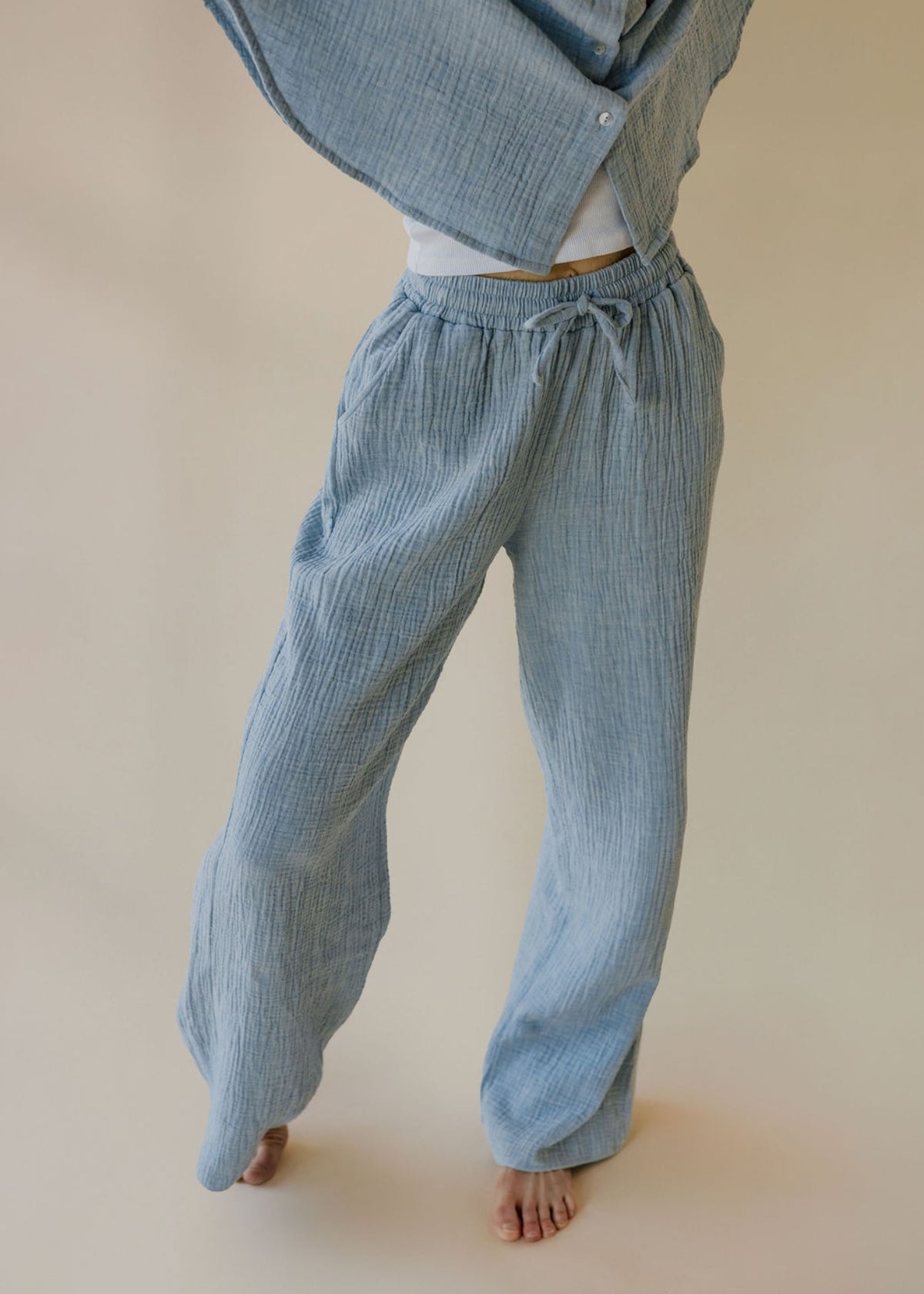 Musselin-Hose ONA sky melange