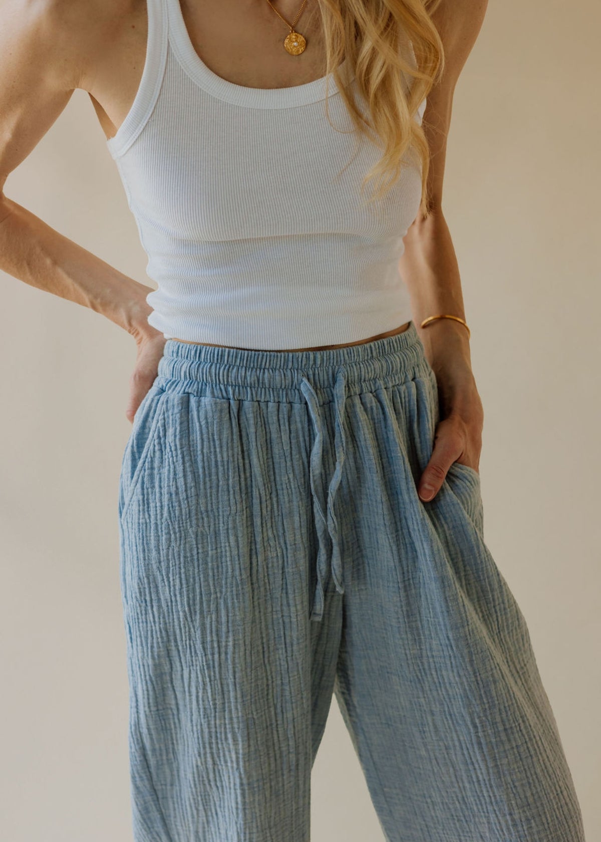 Musselin-Hose ONA sky melange