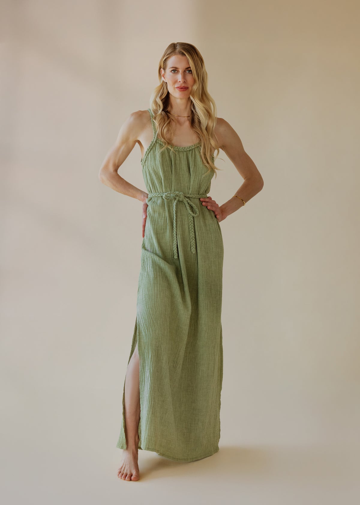 Musselin-Kleid NOHEA sage green melange