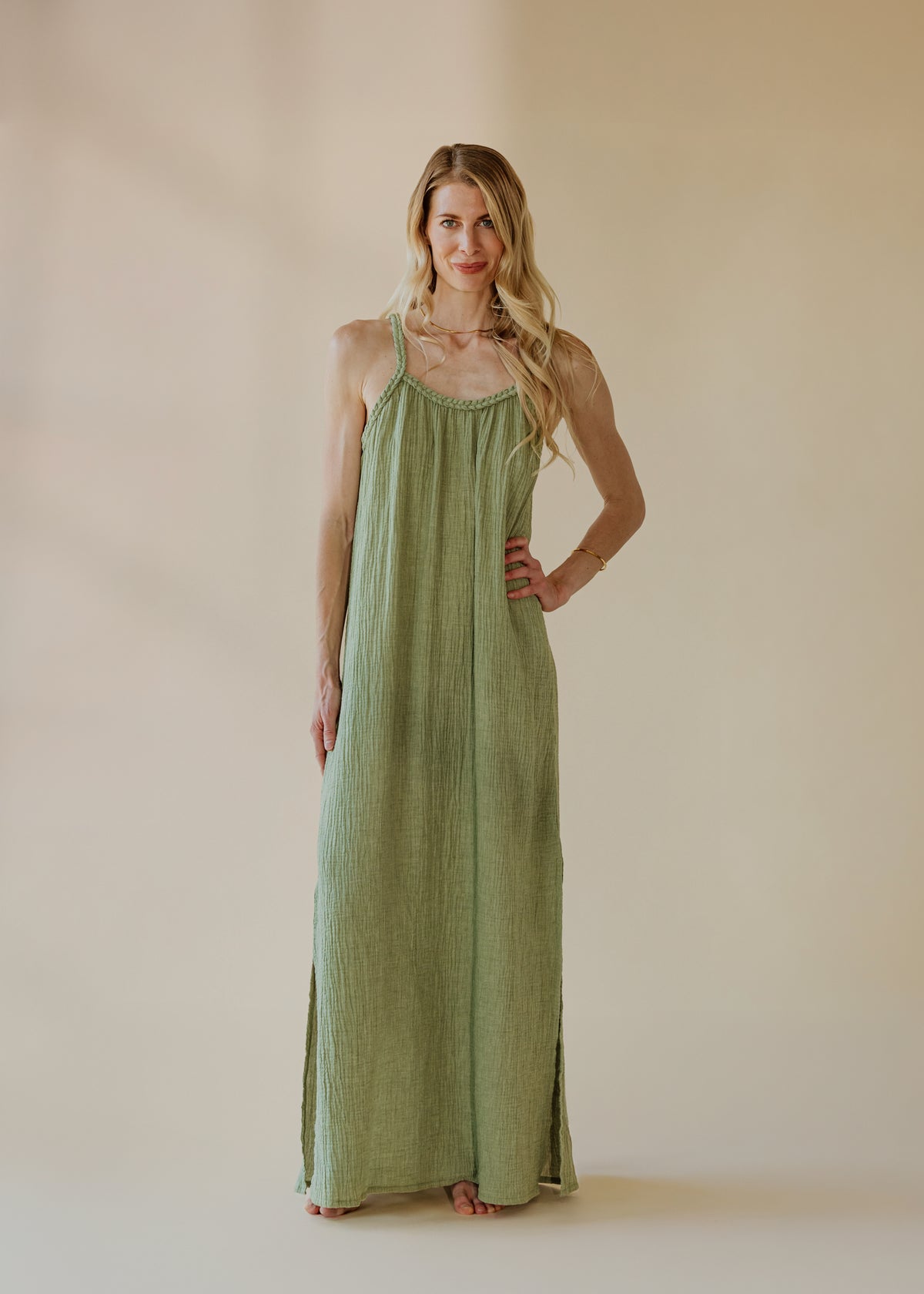 Musselin-Kleid NOHEA sage green melange