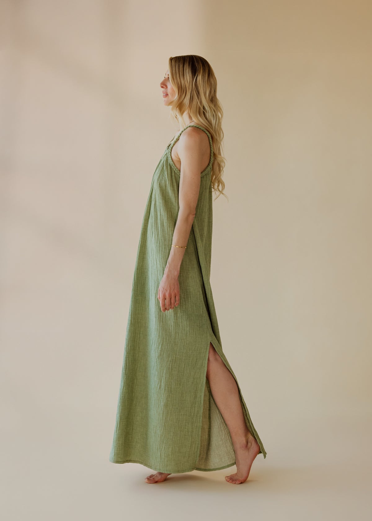 Musselin-Kleid NOHEA sage green melange