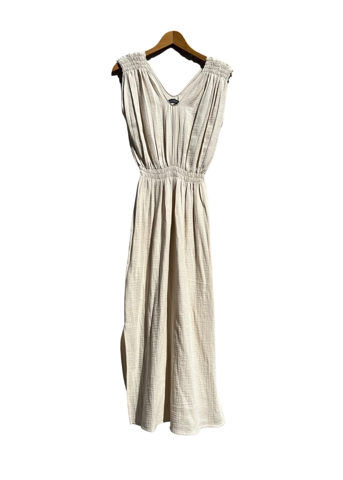 Robe en mousseline V beige