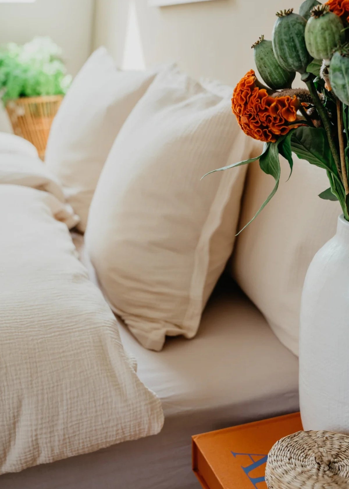 Musselin-Duvetbezug ELIANE beige