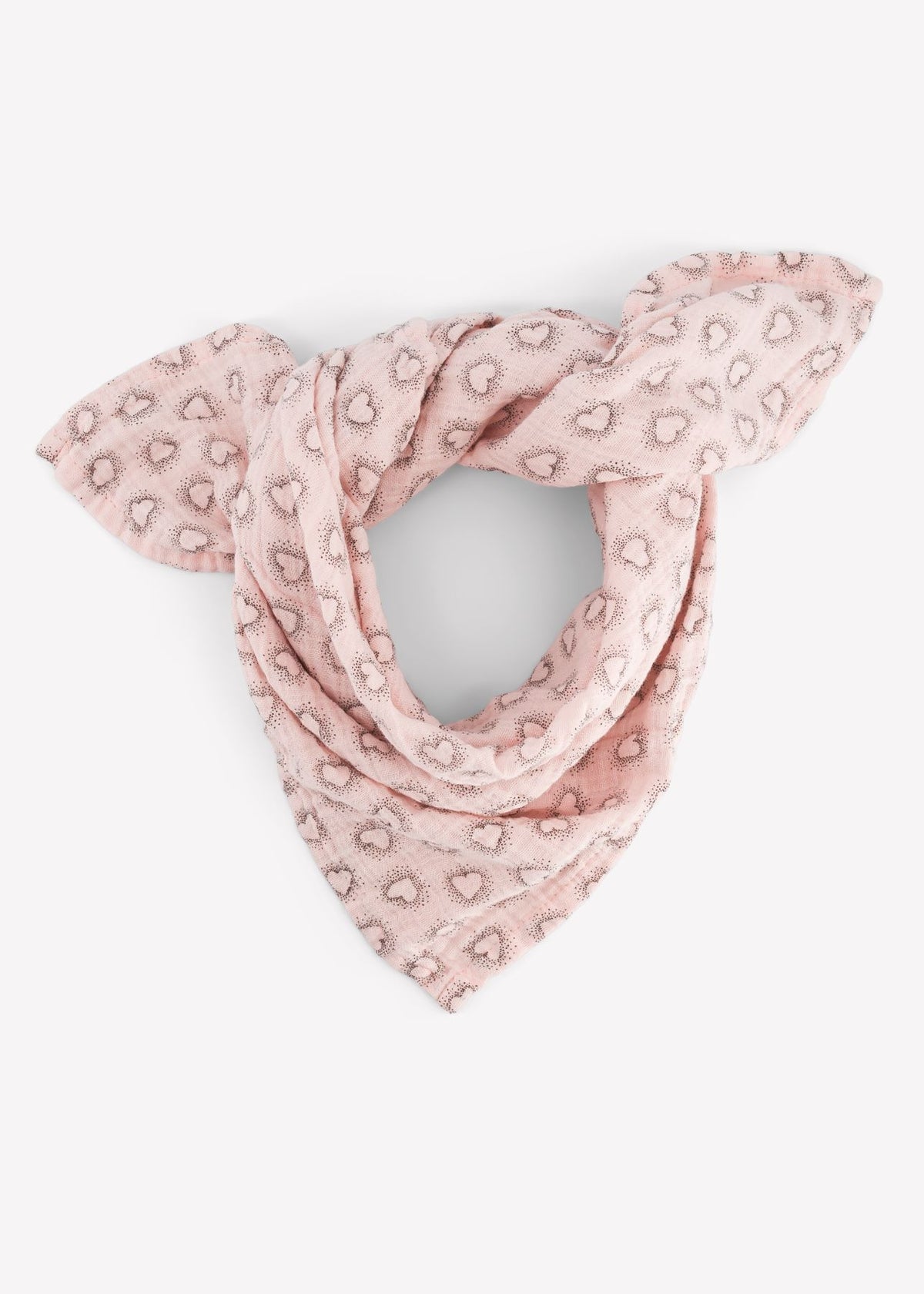 Foulard en mousseline BIANCA à petits cœurs roses pâles