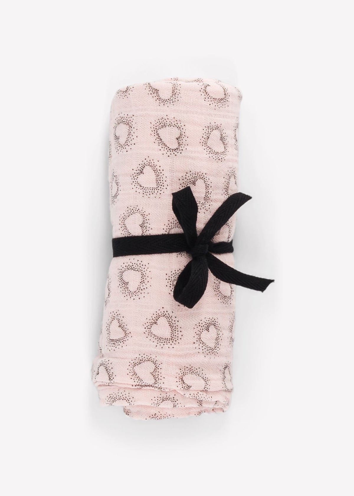 Foulard en mousseline BIANCA à petits cœurs roses pâles