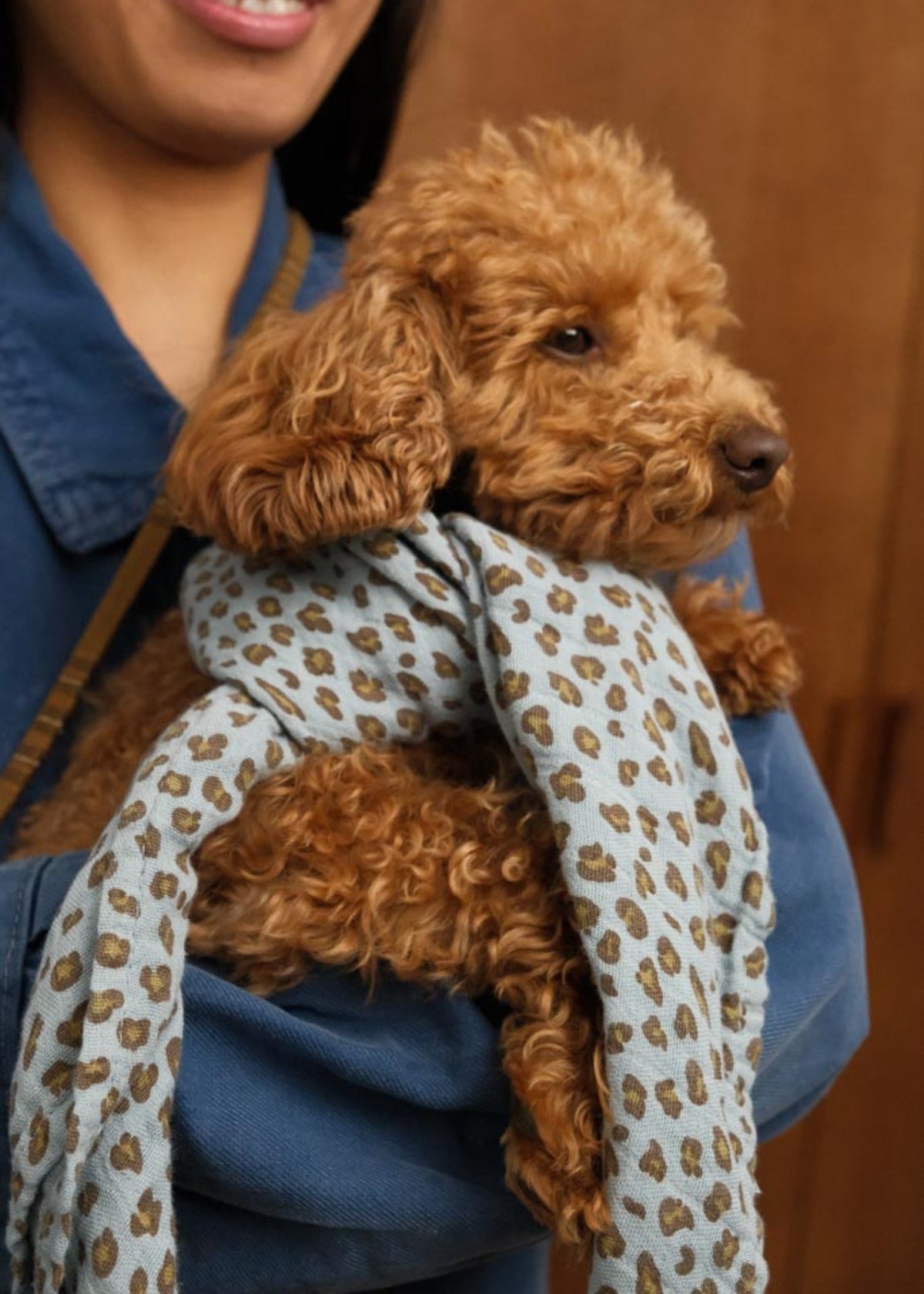 Musselin-Halstuch BIANCA mini leopard blue sky klein