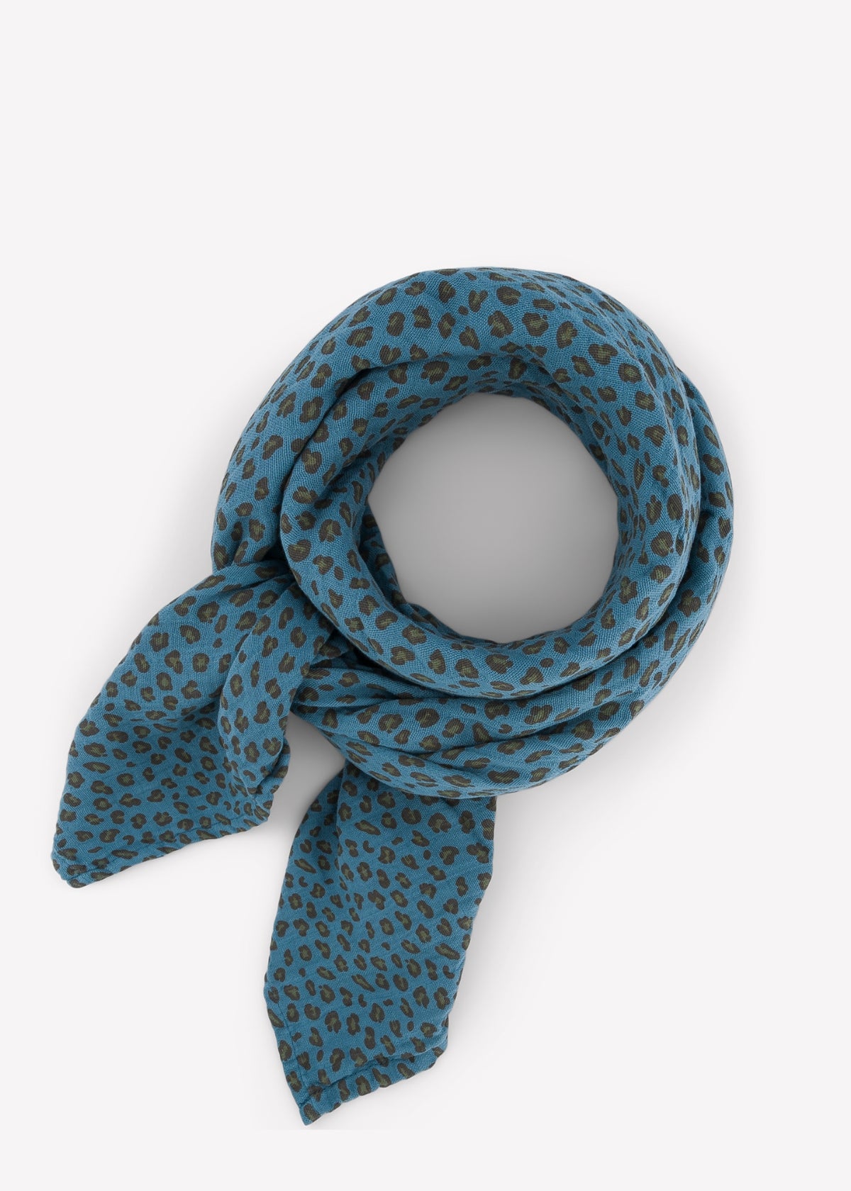 Musselin-Halstuch BIANCA mini leopard blue jean