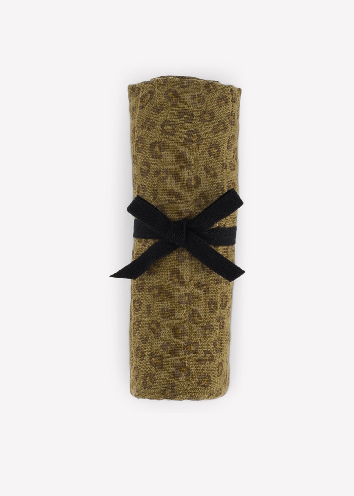 BIANCA Mini Leopard Olive Muslin Scarf
