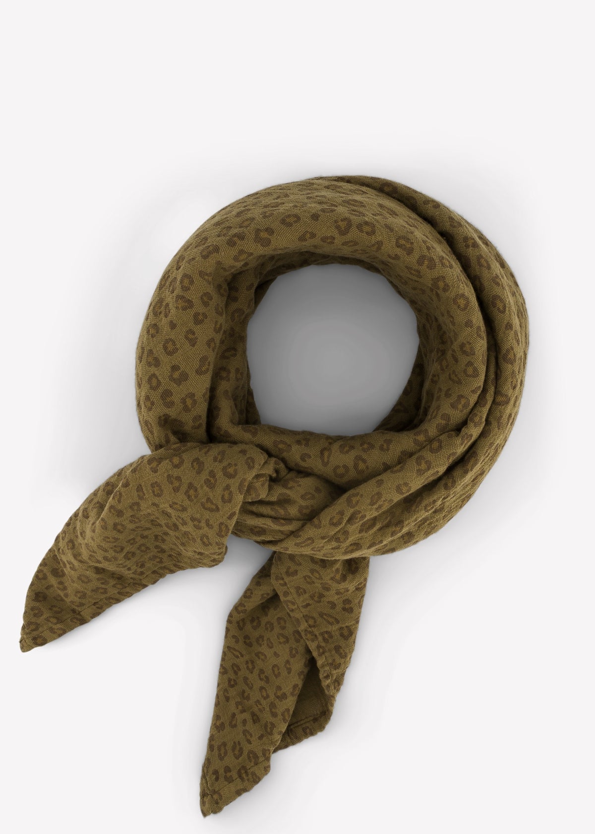 BIANCA Mini Leopard Olive Muslin Scarf