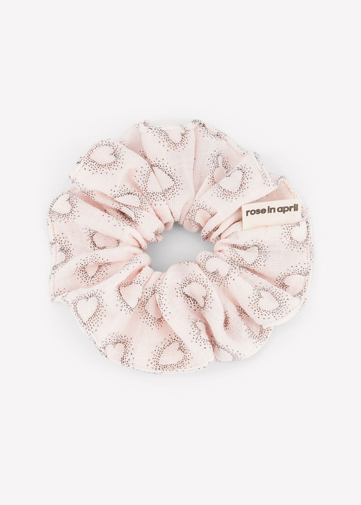 CHOUCHOU Muslin Scrunchie, Dotted Heart, Light Pink