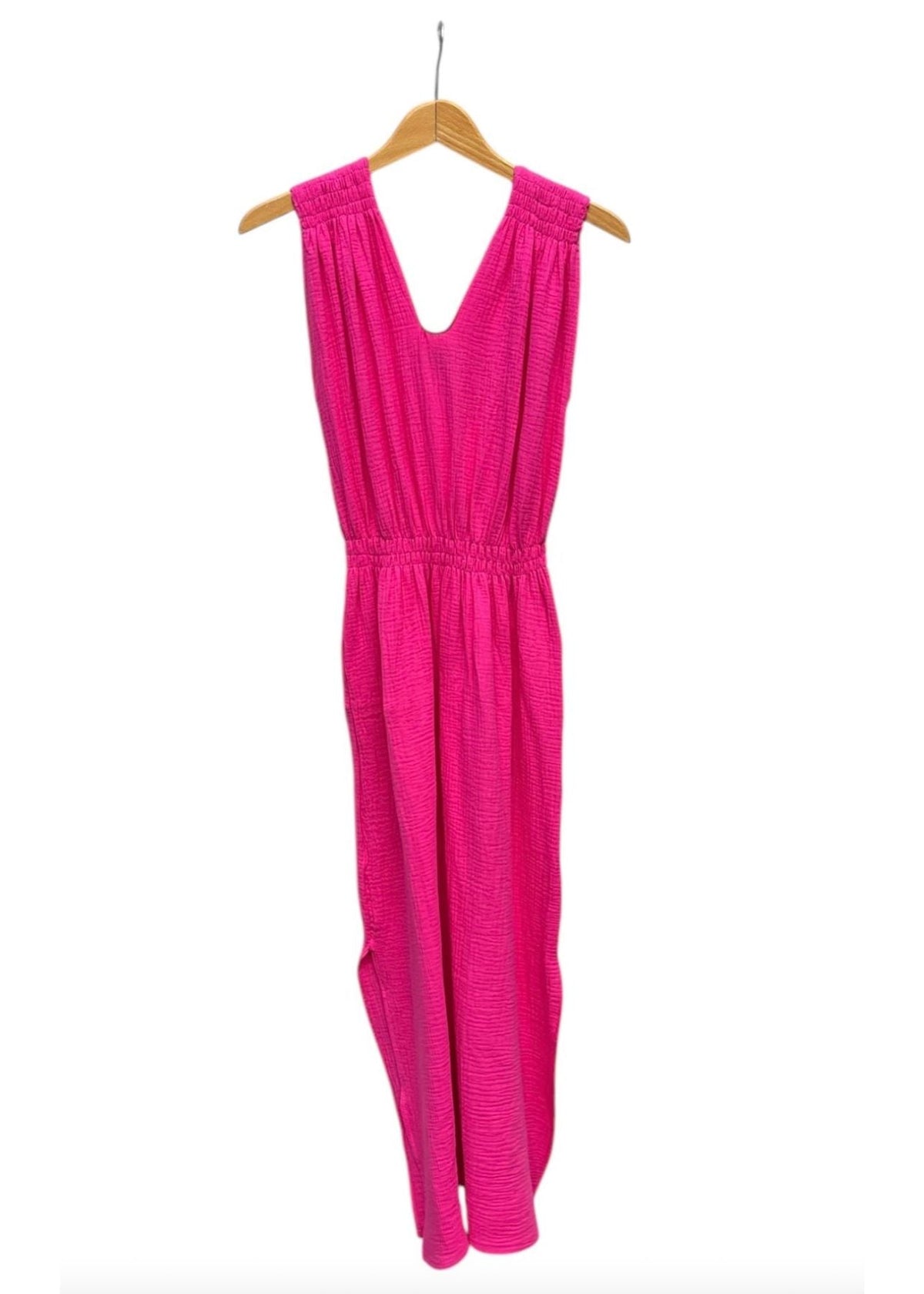 Musselin-Kleid V fluo pink