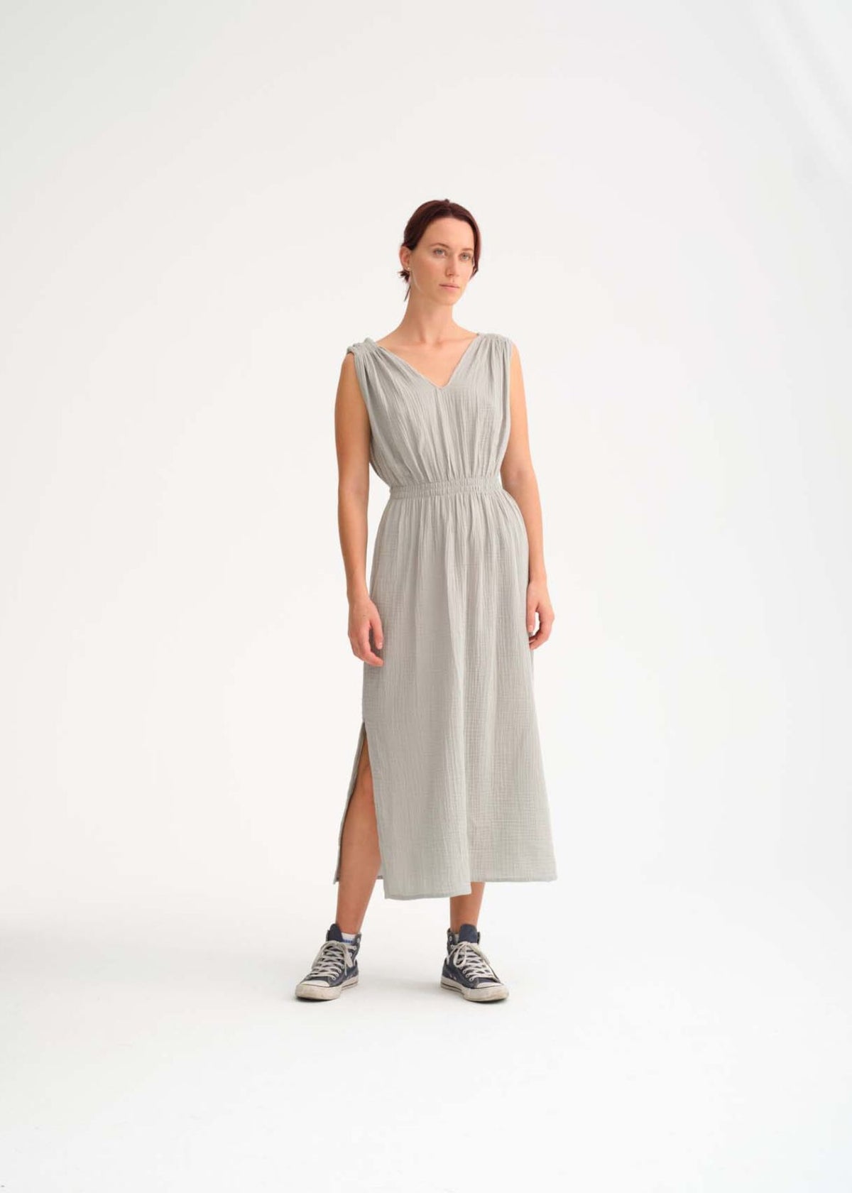 Musselin-Kleid V sage green