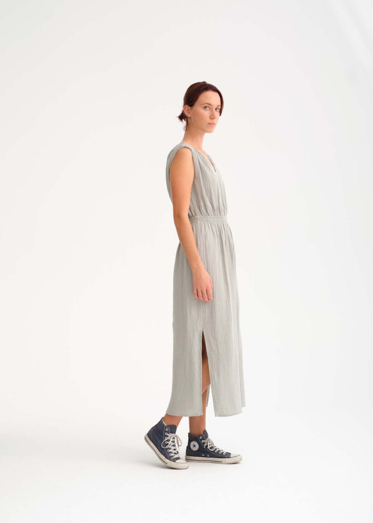 Musselin-Kleid V sage green