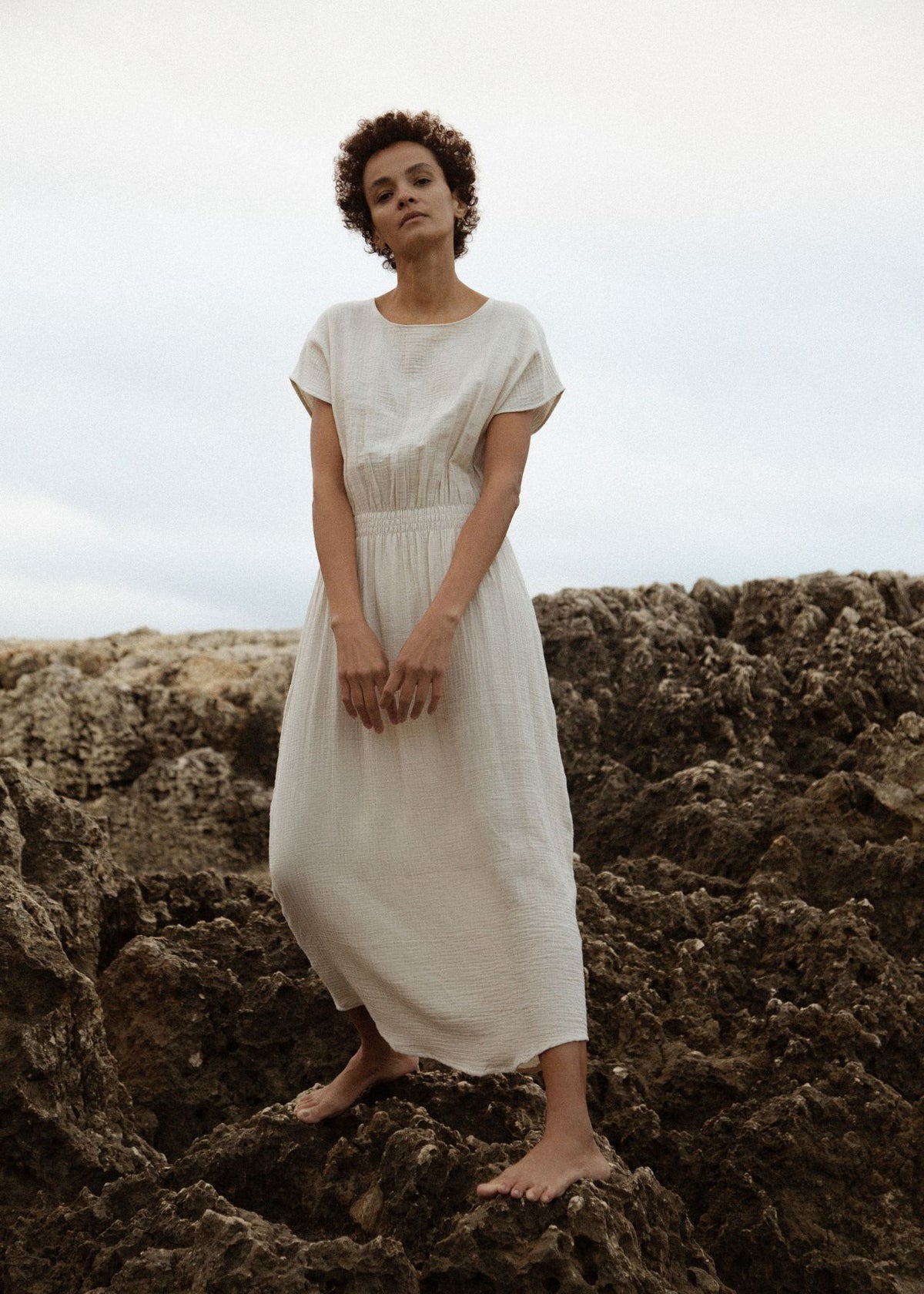 Musselin-Kleid MAGNOLIA beige