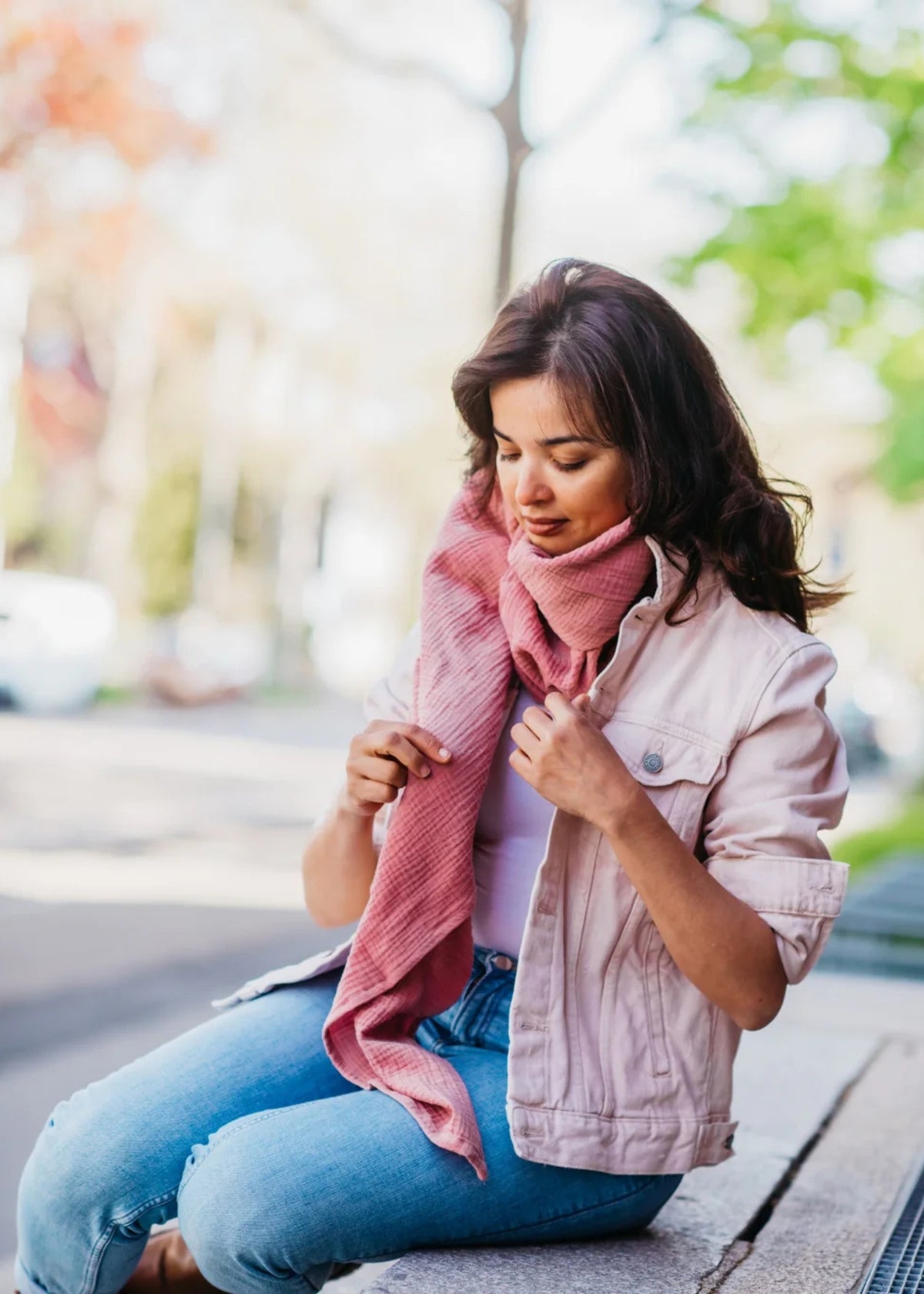 Foulard en mousseline NIVA vieux rose