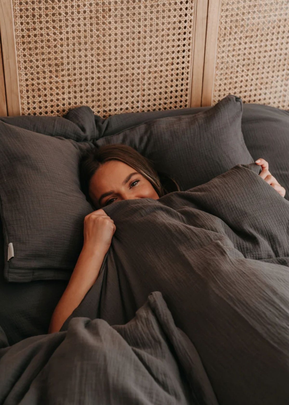 Musselin-Duvetbezug ELIANE anthrazit