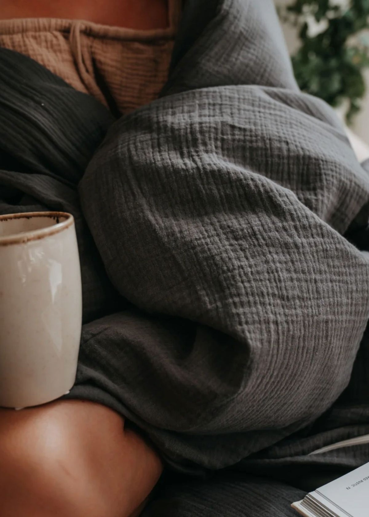 Musselin-Duvetbezug ELIANE anthrazit