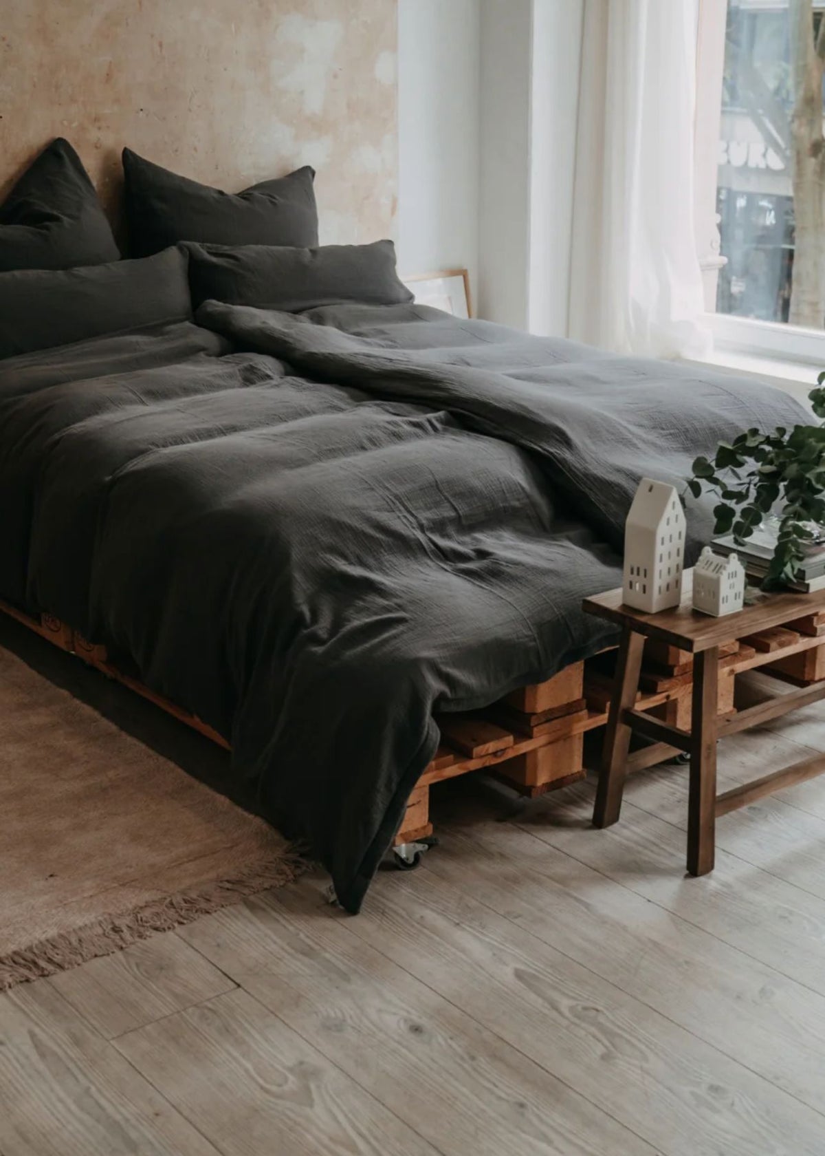 Musselin-Duvetbezug ELIANE anthrazit