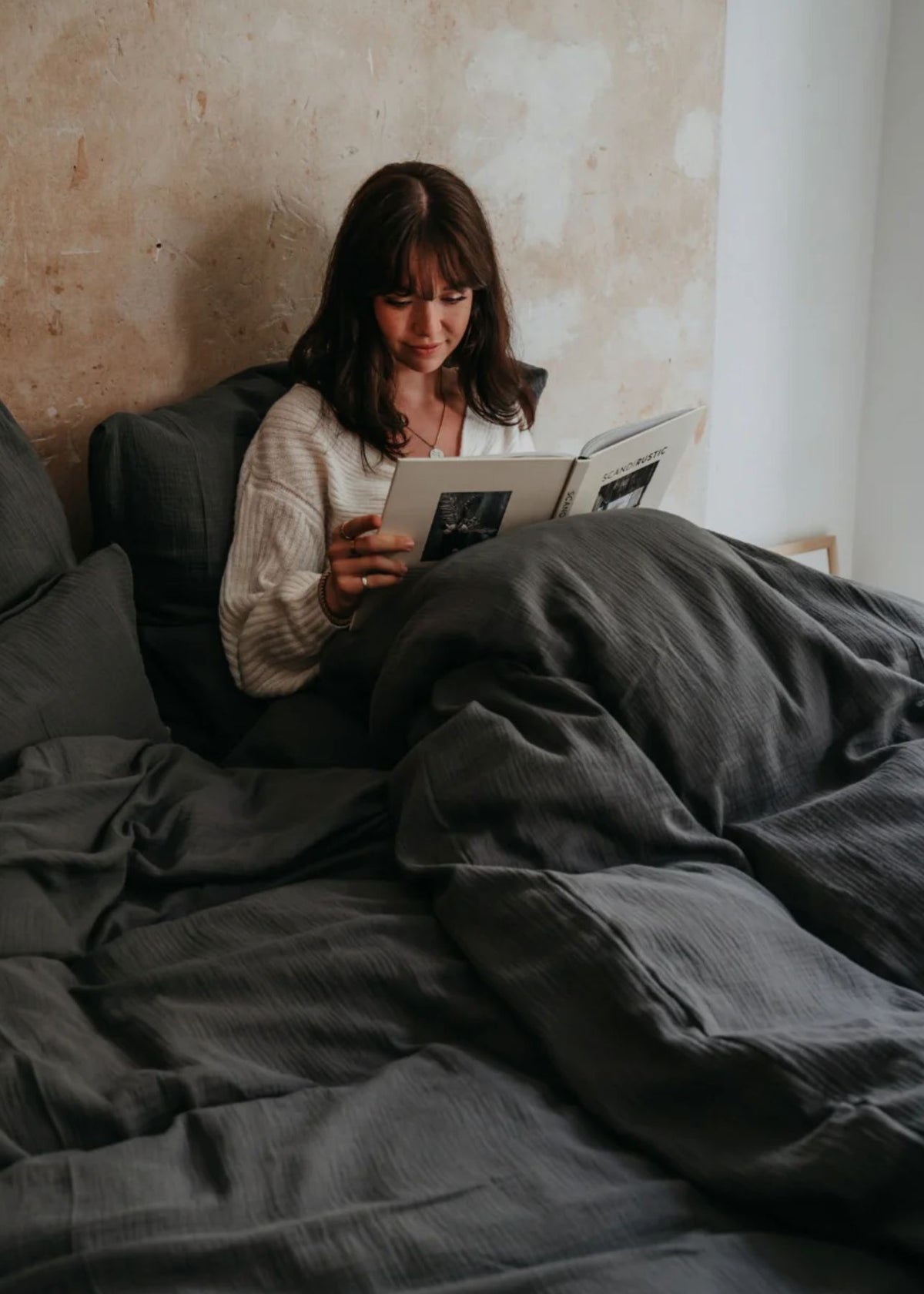 Musselin-Duvetbezug ELIANE anthrazit